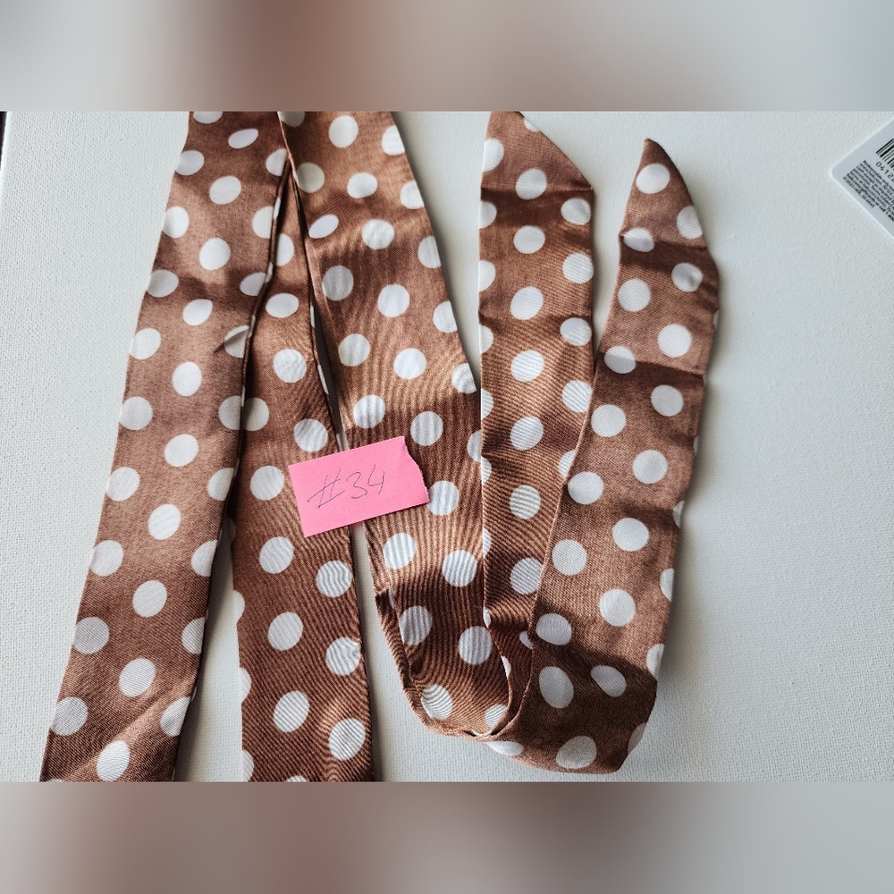 #34  2pc Twilly Set Brown Polka Dot